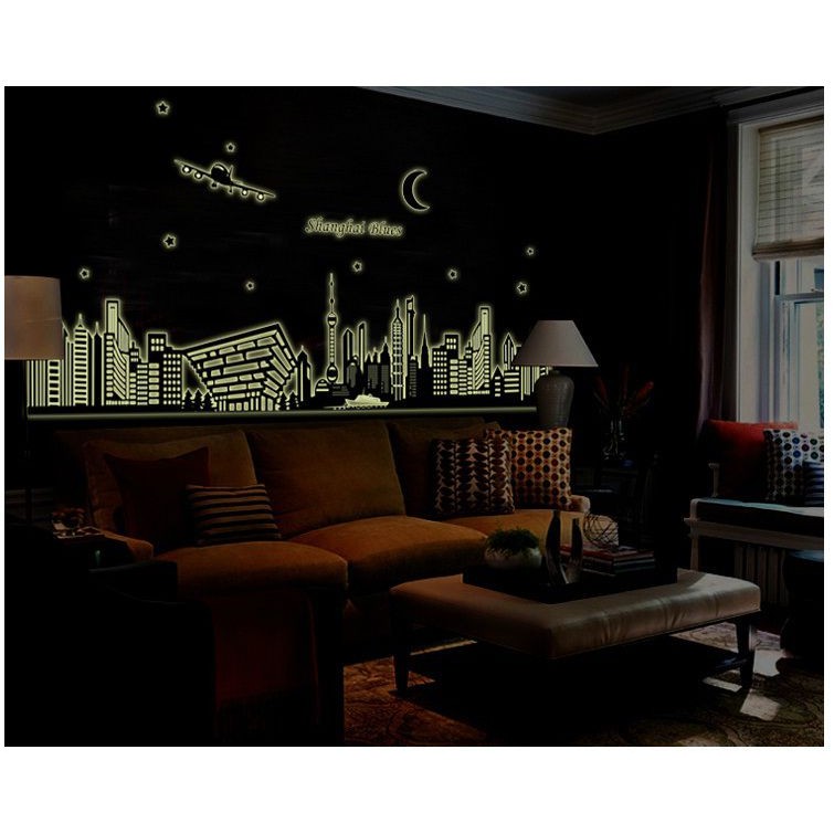 Decal dán tường trang trí phòng ngủ  Dạ quang Thượng hải - PVC vinyl