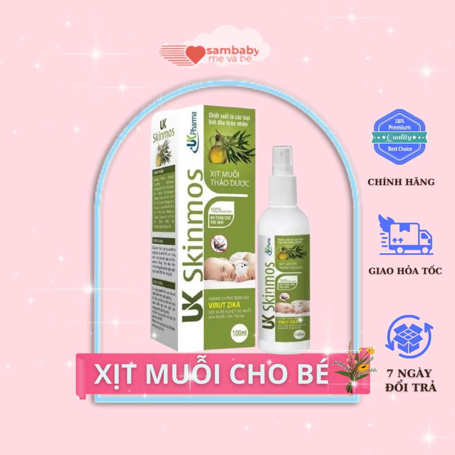 Xịt chống muỗi thảo dược Skinmos an toàn cho bé sambaby chuyên đồ sơ sinh