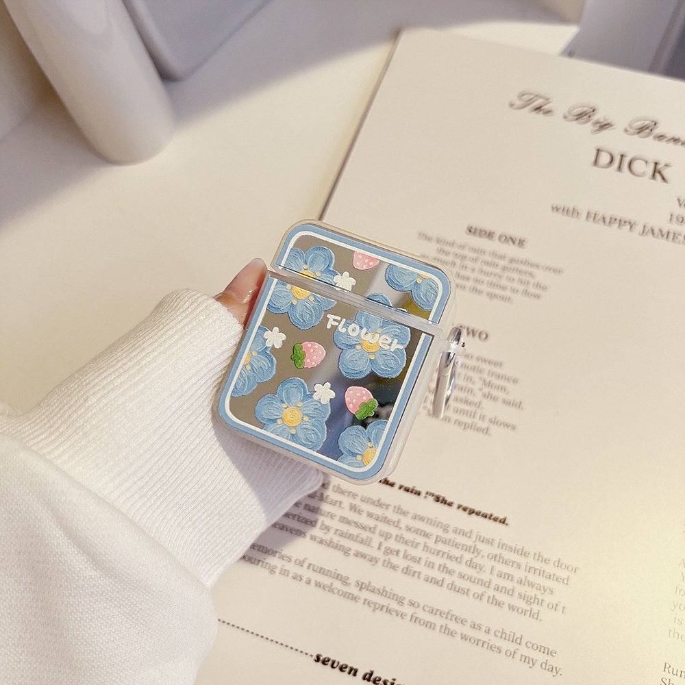Vỏ Bảo Vệ Hộp Sạc Tai Nghe Bluetooth Apple Hình Bông Hoa Tráng Gương Dễ Thương