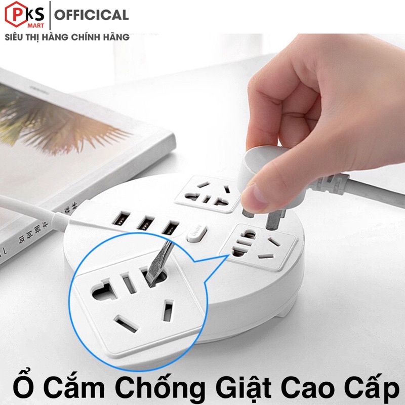 Ổ Cắm Điện Đa Năng, Thông Minh GOLDEER Tích Hợp Cổng Sạc Điện Thoại, Đèn Học Chống Cận Để Bàn