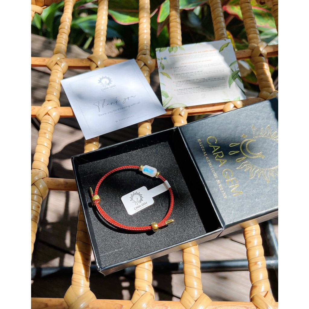 Vòng Tay Nữ Lu Thống Moonstone Dây Đeo Freesize Phong Thuỷ Cầu Tài Cầu Công Danh Và May Mắn Cara Gem CR12