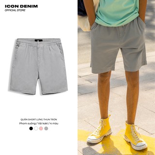Quần Short Kaki Nam ICON DENIM Lưng Thun Trơn