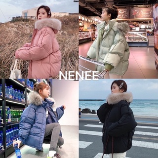 Áo khoác phao nữ 💚áo phao béo trần bông 3 lớp mũ lông phong cách ulzzang hàn quốc, NENEE