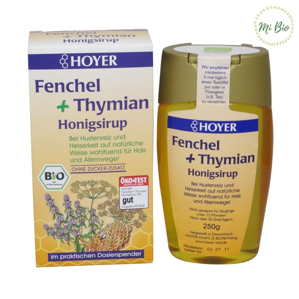 Si rô ho hữu cơ mật ong với thảo mộc 250gr - Hoyer (Fenchel Thymian)