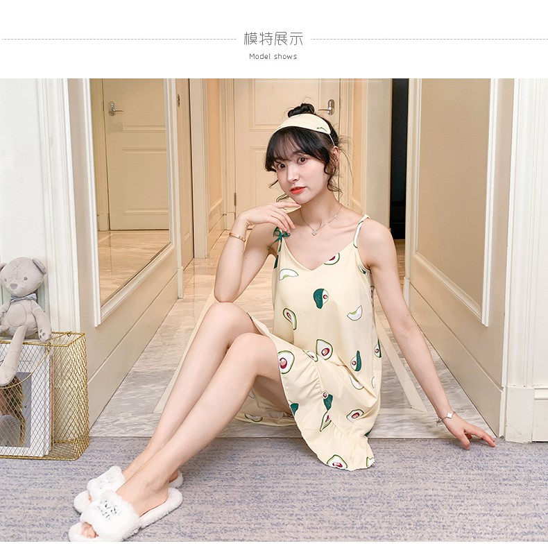 Váy Ngủ Nữ Siêu Xinh Xắn - Đồ Ngủ Mặc Nhà Có Miếng Đệm Mềm Mịn Gợi Cảm VN04 - Tặng Ngay Bịt Mắt Ngủ Cùng Kiểu | BigBuy360 - bigbuy360.vn