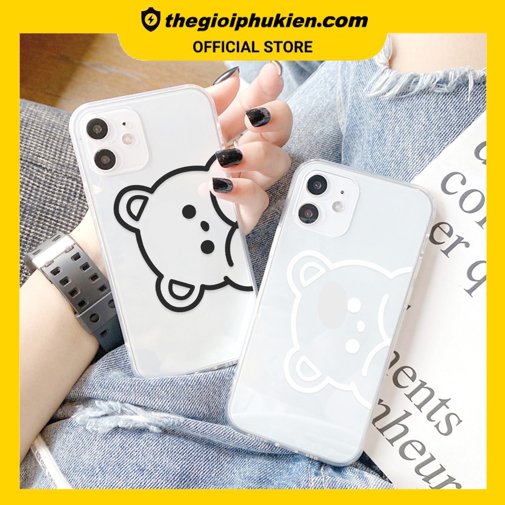 Ốp lưng iphone silicon dẻo Gấu lo lắng viền trong dành cho ip 6 đến 14promax - t89