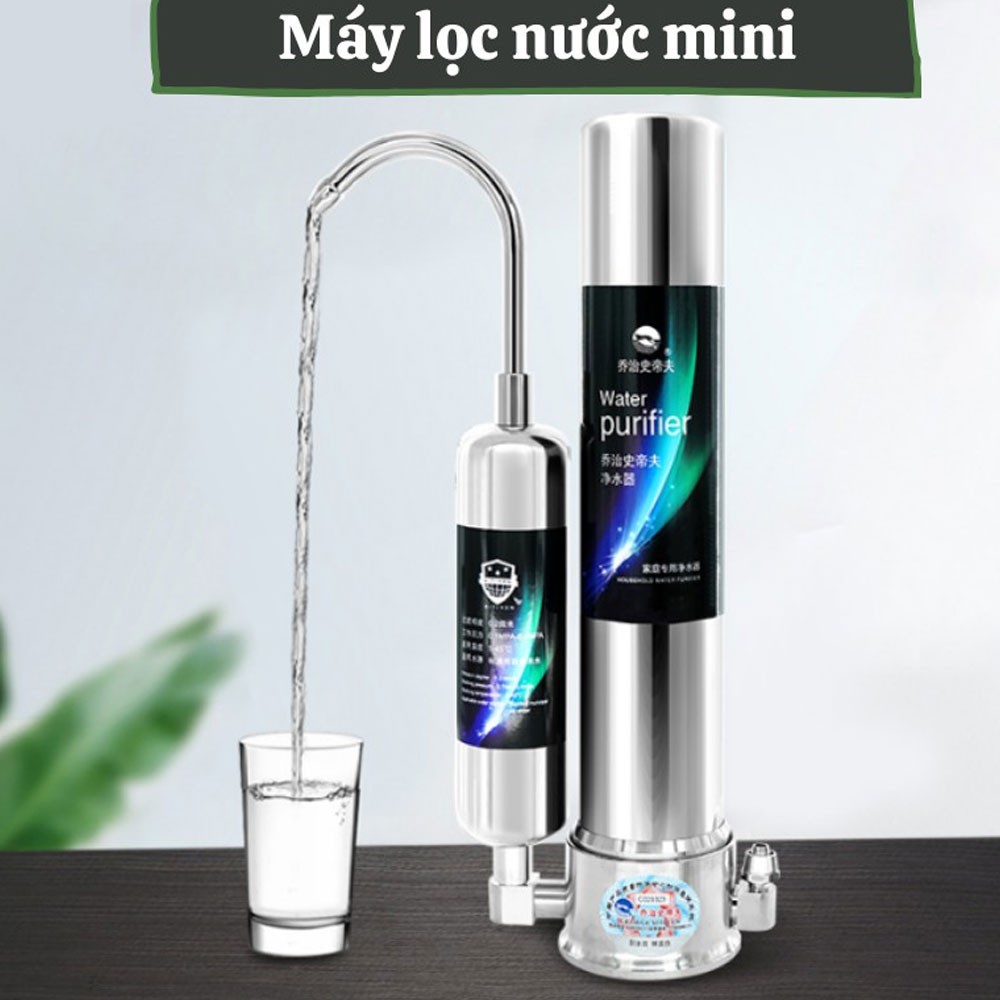 Máy lọc nước mini chính hãng công nghệ Nhật Bản 2 lõi sứ than hoạt tính lọc nước sinh hoạt, giếng khoan khử phèn, clo...
