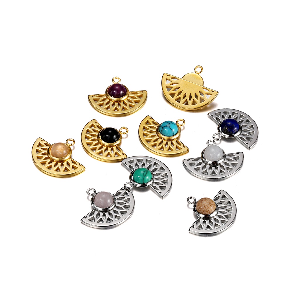 St.kunkka Bộ 5 Mặt Dây Chuyền Hình Quạt Bằng Thép Không Gỉ