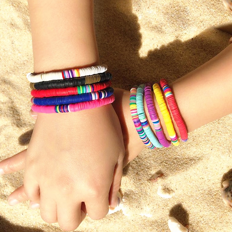 Hạt Đất Sét Polymer Tròn Dẹt 16 Inch 4mm/6mm Làm Trang Sức Vòng Đeo Tay DIY