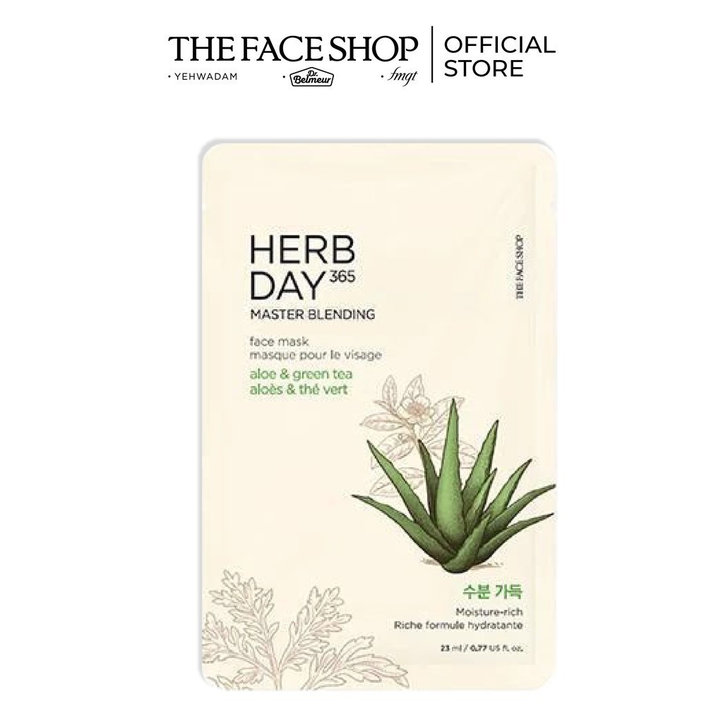 Hình ảnh Mặt Nạ Dưỡng Da TheFaceShop Herb Day Aloe & Green Tea Mask 23ml