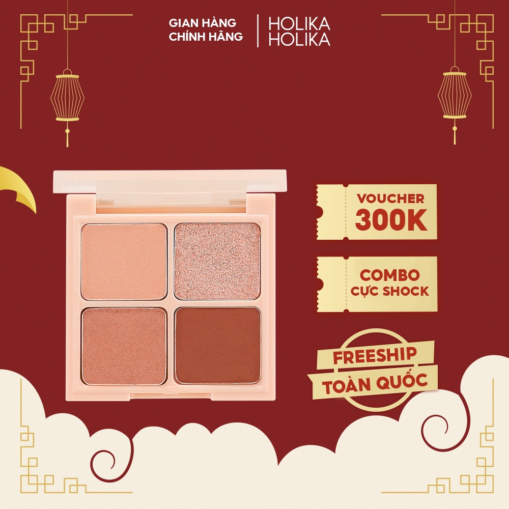 Phấn mắt 4 màu Hàn quốc Holika Holika Nudrop Shadow Palette chống thấm nước lâu trôi - 6g