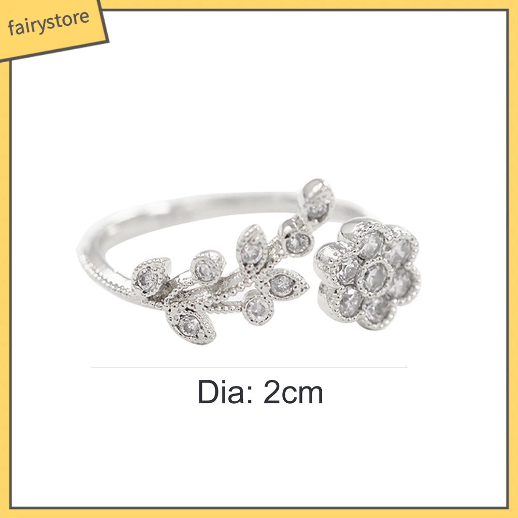 Nhẫn đeo tay hợp kim hình hoa và cành đính đá lấp lánh tinh tế cho nữ