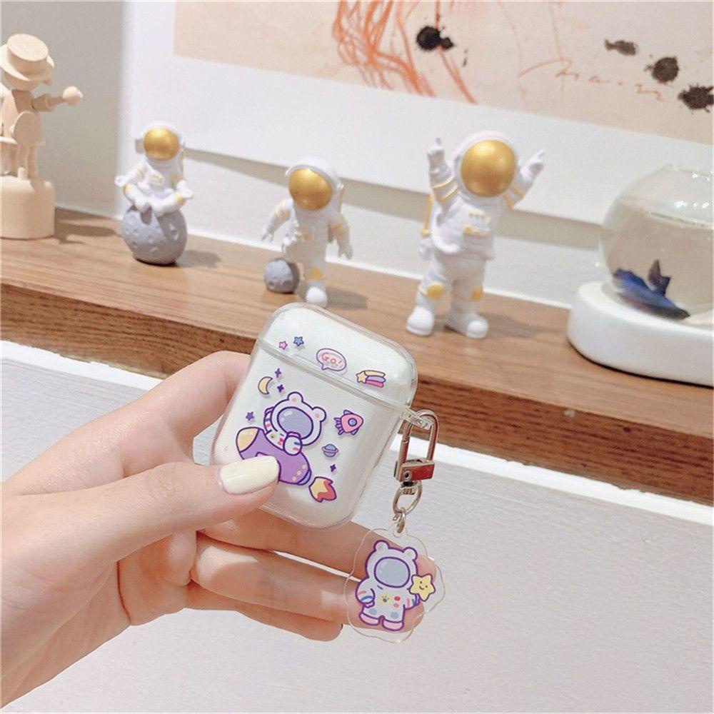 MYRONGVN Vỏ Bảo Vệ Hộp Sạc Tai Nghe AirPods 1 2 Chống Sốc Kèm Móc Khóa Xinh Xắn