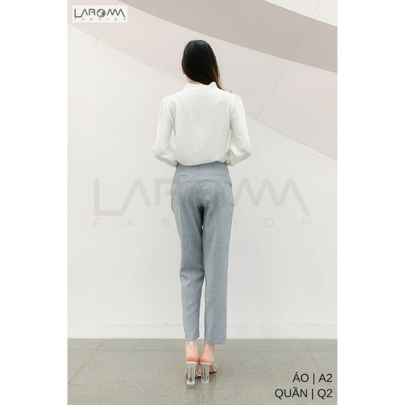 Quần baggy nữ Laroma công sở quần tây lưng cao che khuyết điểm dáng đứng ống xuông chất vải Nhật sơ vin lịch sự cao cấp