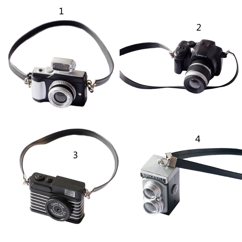 Mô hình máy ảnh mini tỉ lệ 1/12 phong cách retro hiện đại dành cho trang trí nhà búp bê làm đạo cụ chụp ảnh