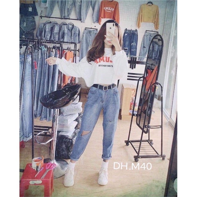 QUẦN BAGGY BÒ RÁCH mãM40