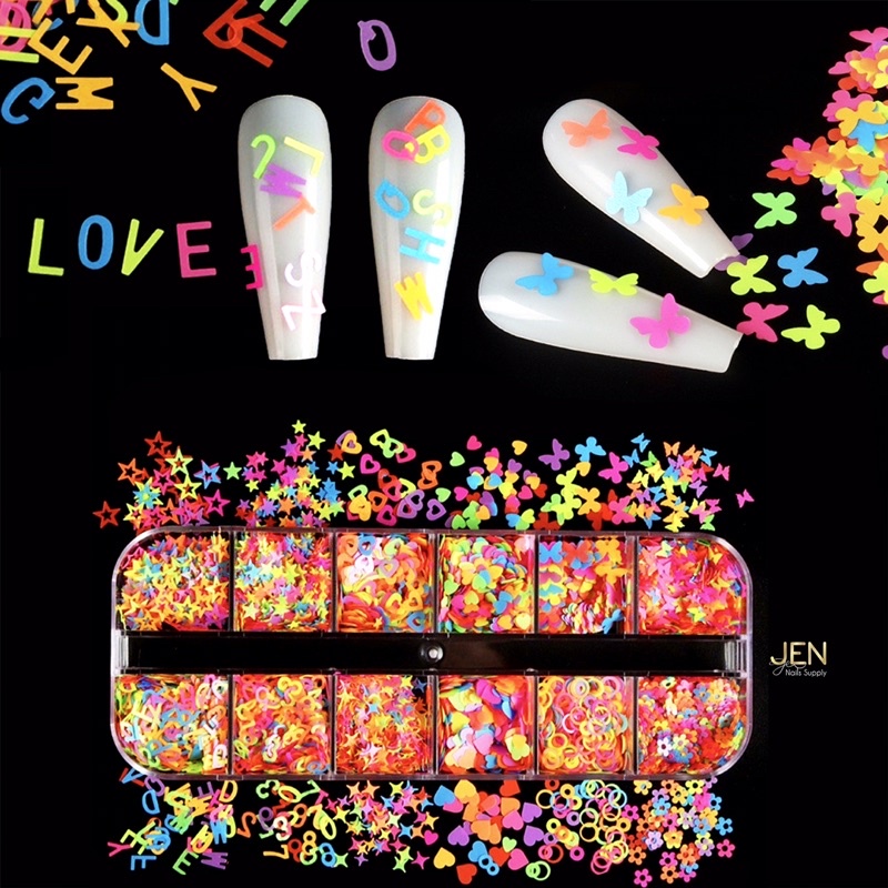 Sequin huỳnh quang neon-phụ kiện nail móng