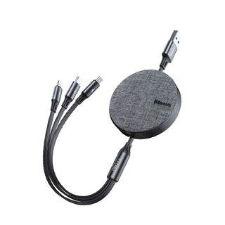 Cáp sạc 3 đầu dây rút Baseus: Fabric 3-In-1 Flexible