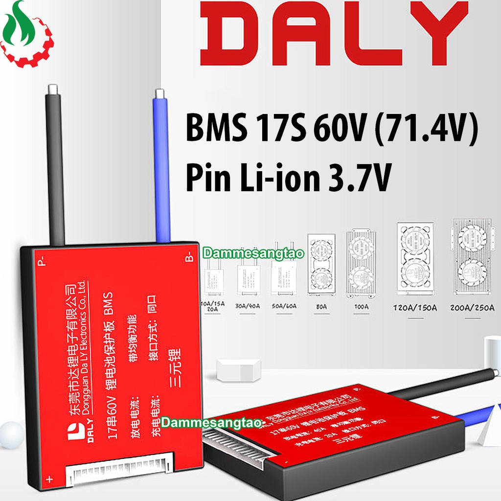 Mạch 17S 60V  Daly bảo vệ pin Li-ion 3.7V