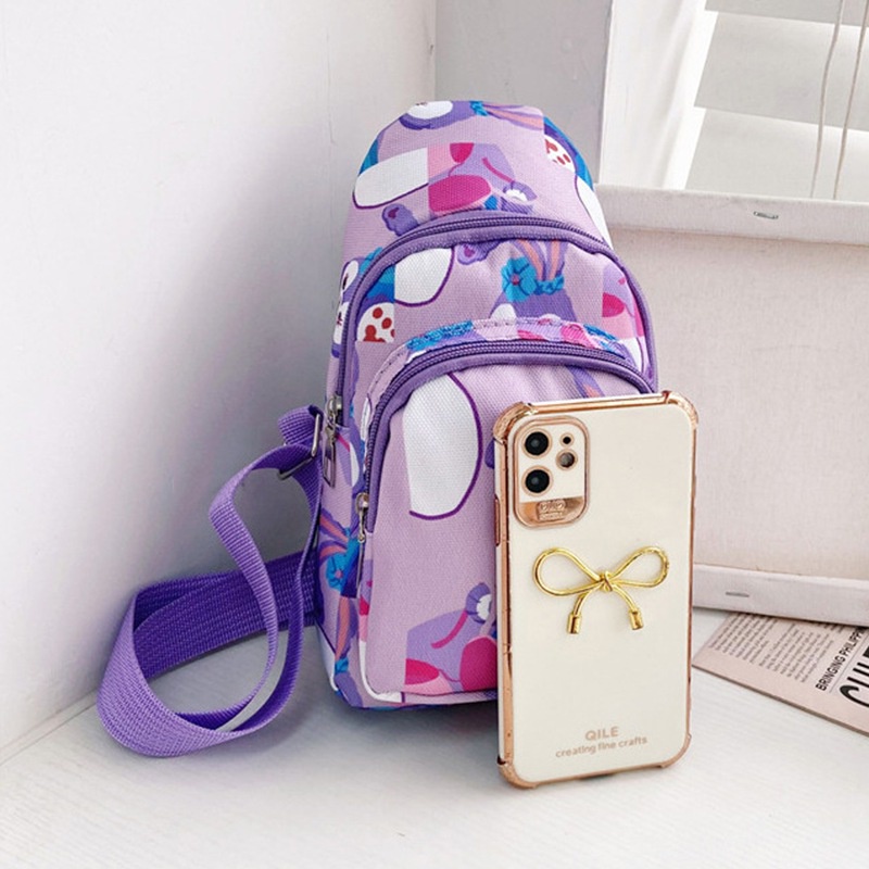 Túi đeo chéo canvas đa năng có khóa kéo dễ thương cho bé