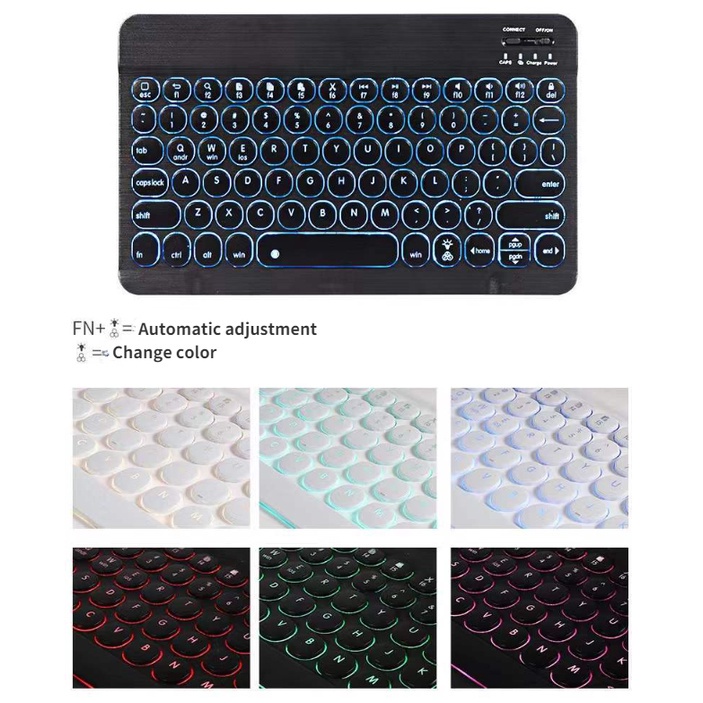 Bàn Phím Bluetooth Không Dây Mini 10 Inches RGB Có Đèn Nền Tiện Dụng Cho Ipad / Laptop