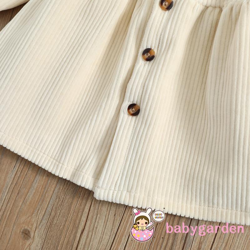 Đầm Nhung Chữ A Tay Dài Cổ Bẻ Cài Khuy Thời Trang Cho Bé Gái 6 Tháng - 4 Tuổi