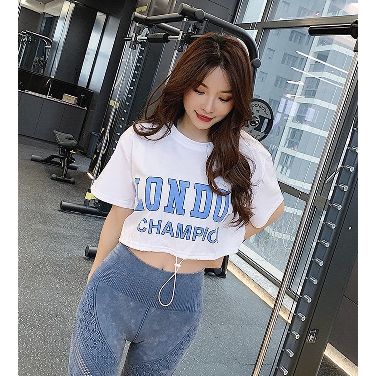 Áo Tập Gym Nữ LONDON [CROPTOP] Có Tay Form Rộng Rút Chun [ĐỒ TẬP GYM NỮ]