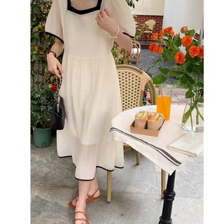 ĐẦM LỤA CỔ VUÔNG 2 MÀU