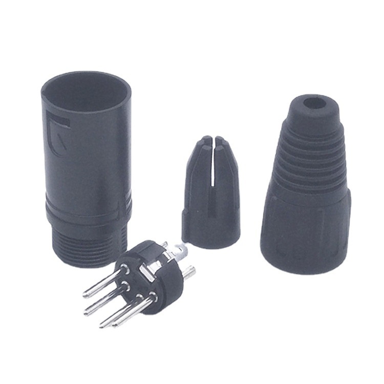 Jack canon xlr 4 chân đực vỏ nhôm đúc nguyên khối lỗ đuôi cao su