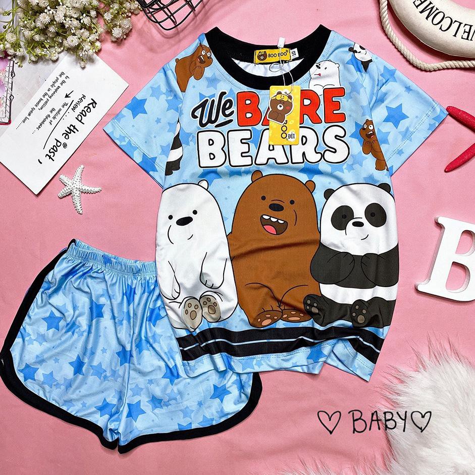 Đồ Bộ Pijama Thun Baby Tay Ngắn Quần Đùi Họa Tiết Hoạt Hình Dễ Thương P1