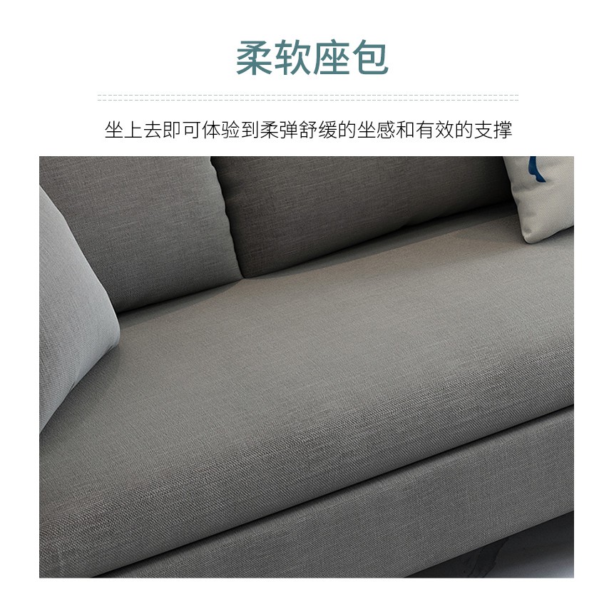 Sofa góc đa năng, Sofa góc L, Sofa góc khung gỗ bọc vải lanh cao cấp màu xanh