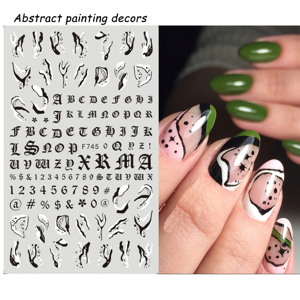 Miếng Dán Trang Trí Móng Tay Hình Bướm 3D Màu Trắng Đen