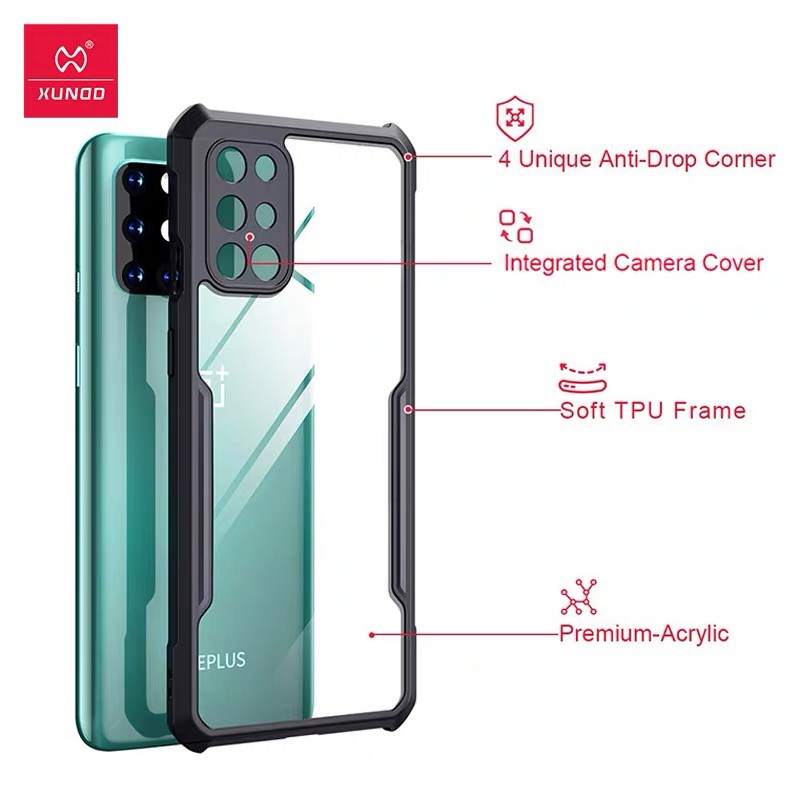 Ốp lưng XUNDD OnePlus 8T / OnePlus 8 / 8 Pro, Chống sốc, Mặt lưng trong, Viền TPU - Đen