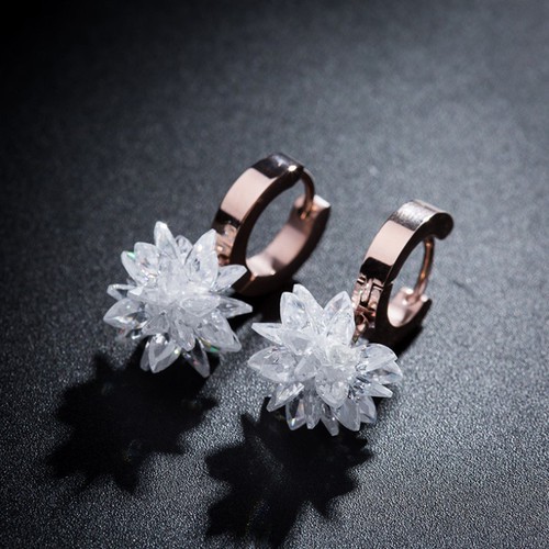 Bông Tai Tòn Ten Hoa Tuyết Titan Ko Đen TT 3292