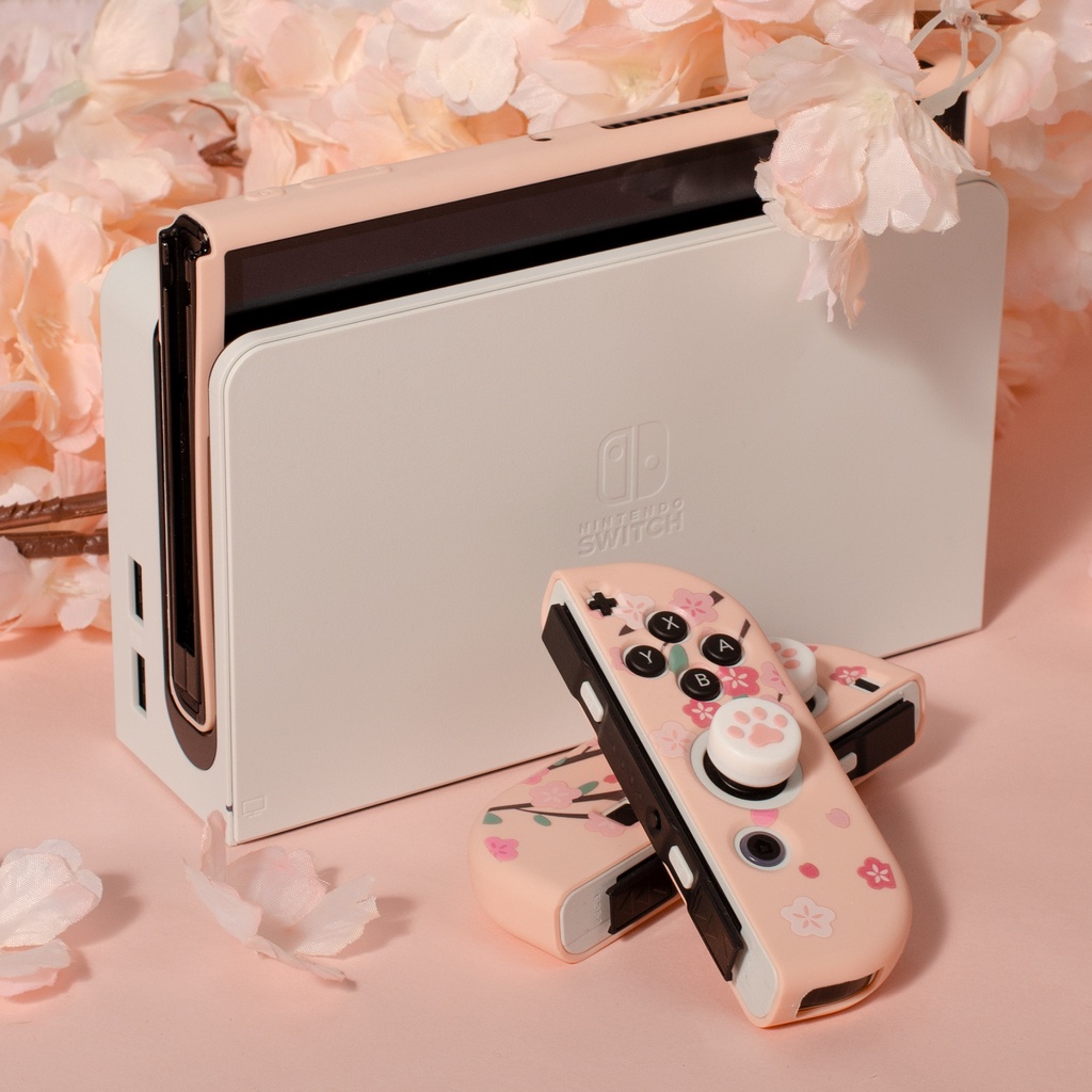 Bộ Ốp Bảo Vệ Máy Chơi Game Nintendo Switch V1 V2 Và OLED Hình Mèo Sakura Dễ Thương