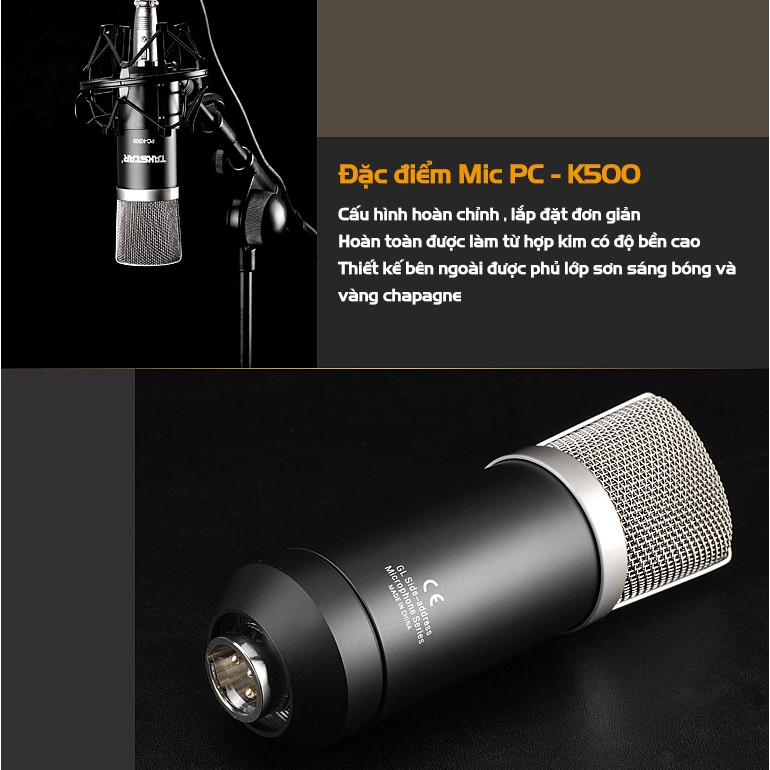 【Chính hãng】Mic thu âm chuyên nghiệp cao cấp Takstar PC-K500 hát karaoke, livestream, bán hàng