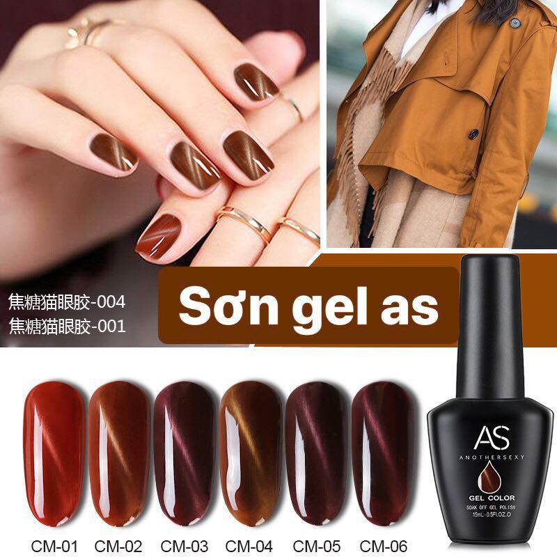 Sơn gel AS sơn mắt mèo tone nâu - CM ( chai đen )