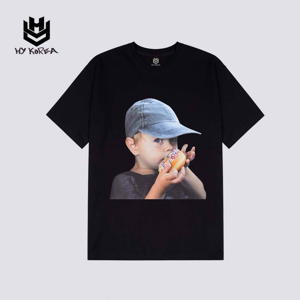Áo Thun Tay Lỡ Form Rộng 100 Cotton HY Korea In Hình Em Be Đội Nhón Donut 353