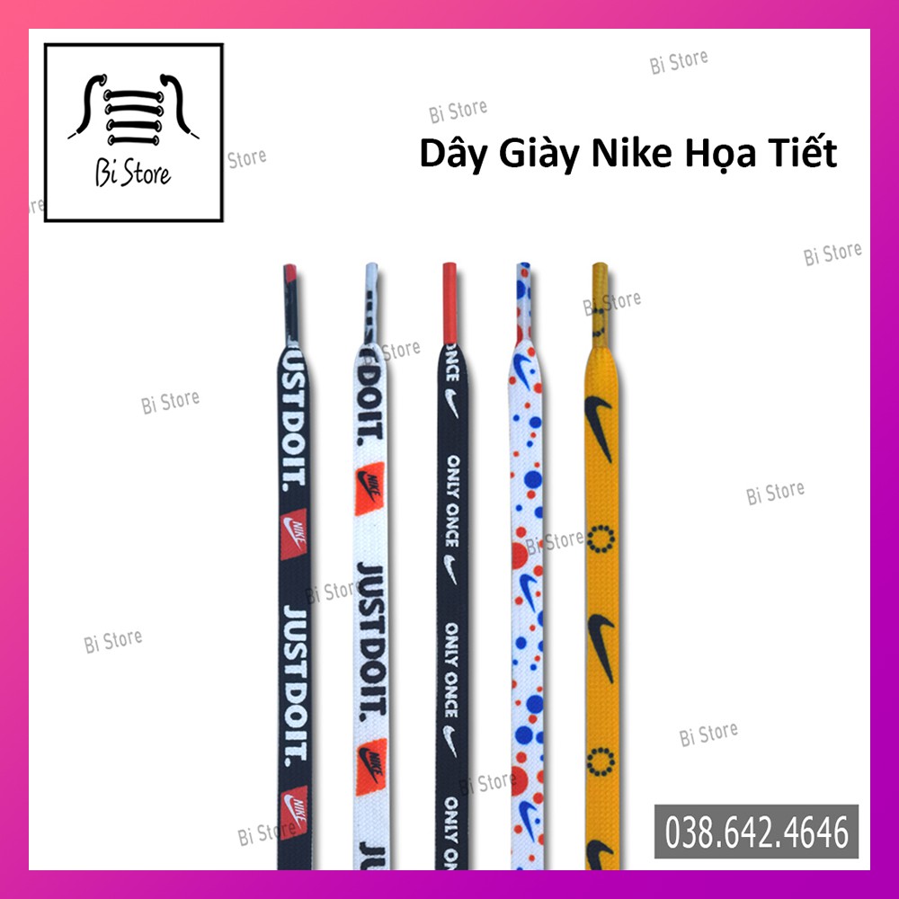 [𝗕𝗮́𝗻 𝘁𝗵𝗲𝗼 𝗰𝗮̣̆𝗽] Dây giày JUST DO IT, ONLY ONCE, họa tiết bản dẹt dành cho giày Nike, AF1, AJ,...