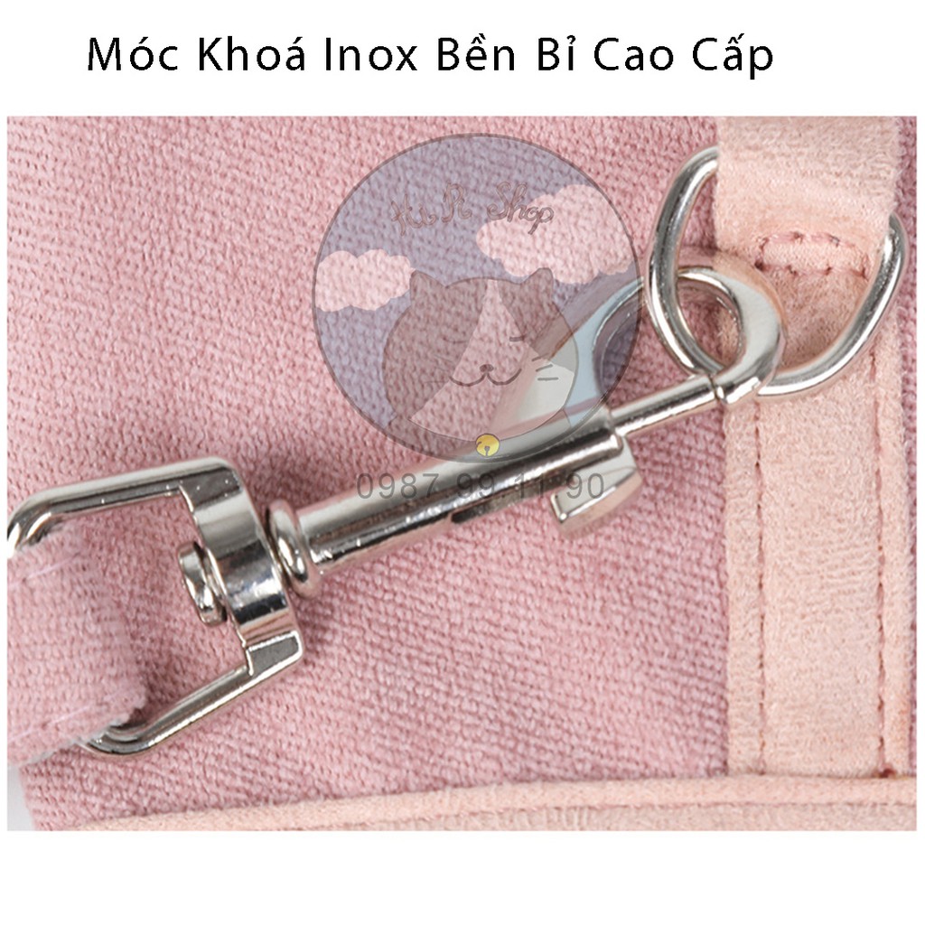 [Rẻ Vô Địch] Dây Dắt Chó Mèo Yếm Lưng Có Nơ Retro Dây Dẫn Cho Thú Cưng Dưới 4kg