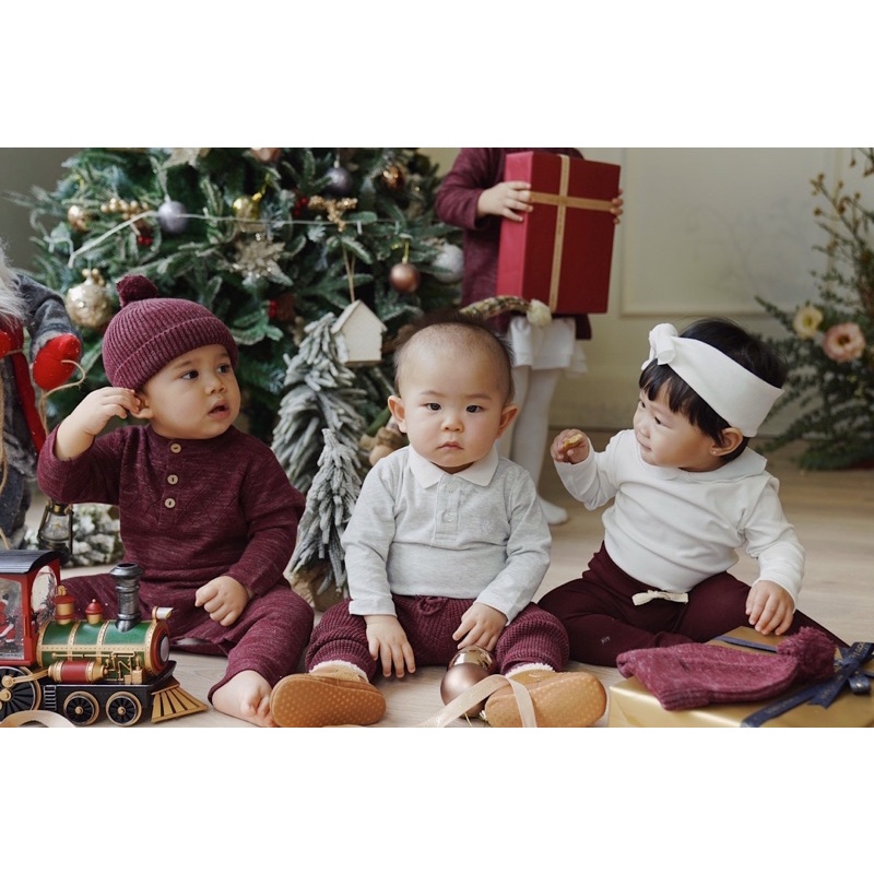 Bộ Bodysuit Dài Tay Cổ Polo Vải Bông Cao Cấp Macro &amp; Micro
