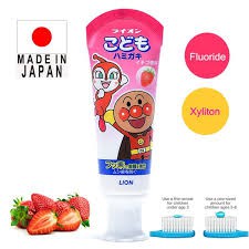 LION-Kem đánh răng tạo bọt cho bé hàng Nội địa Nhật Bản hương dưa lưới/dâu, An toàn cho bé, mùi thơm dễ sử dụng