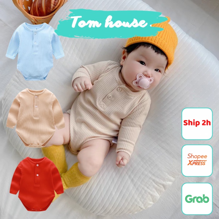 Bộ Liền Thân suit Dài Tay Thu Đông Phong Cách Hàn Quốc Cho Trai Bé Gái Sơ Sinh 𝟏𝟒𝐁𝐃𝐒