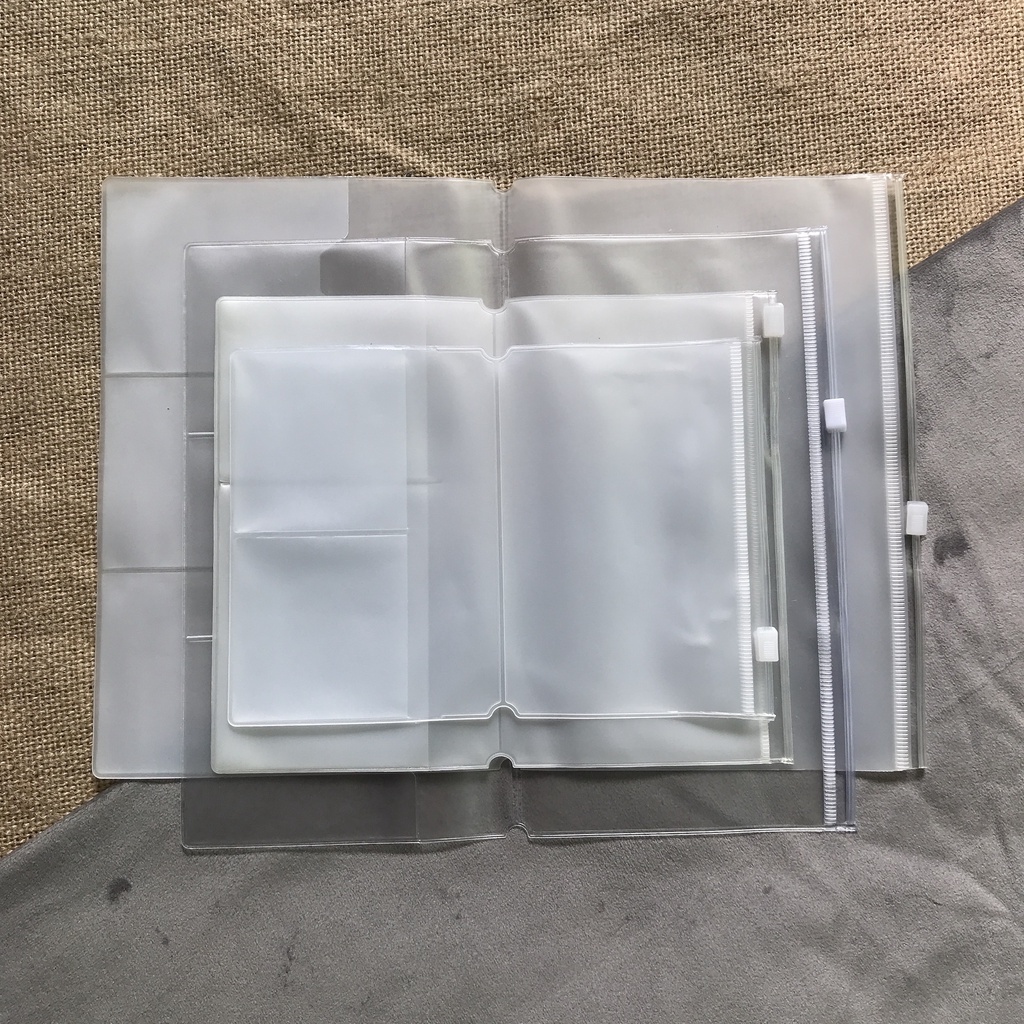 Ruột sổ nhựa đựng card và zipper refill thay thế cho sổ Midori travelbook nhiều kích cỡ