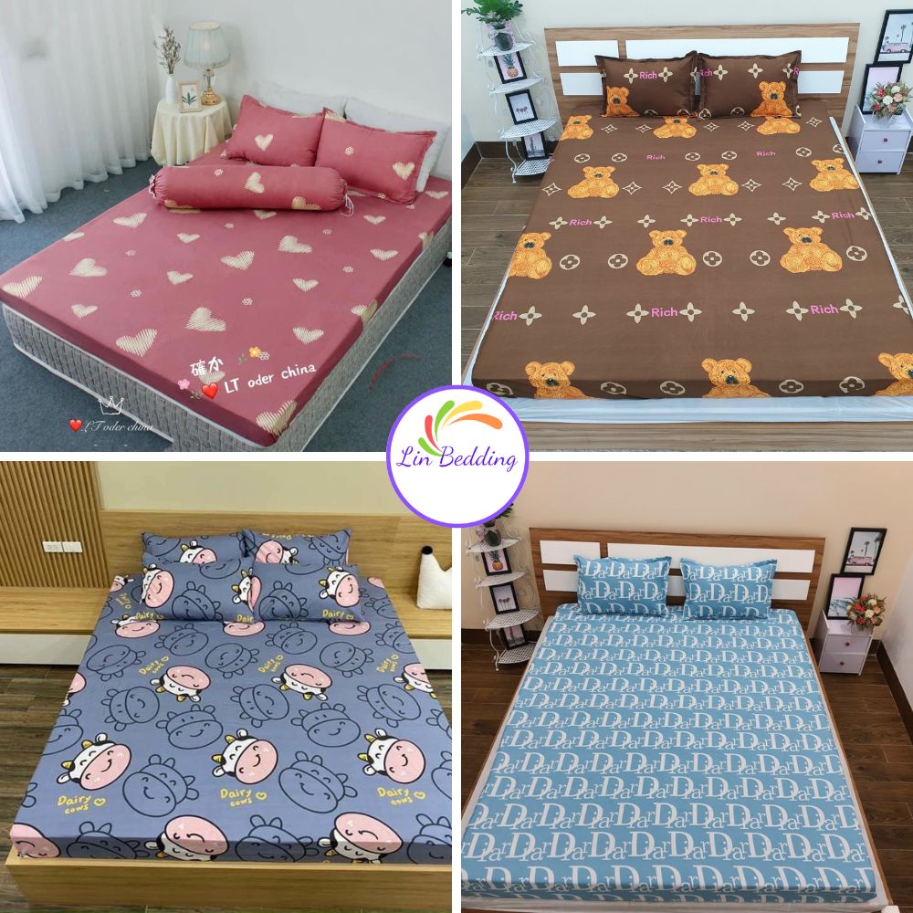 Ga gối poly Lin Bedding drap ga giường poly, ga trải giường cotton + 2 vỏ gối nằm đầy đủ kích cỡ | BigBuy360 - bigbuy360.vn