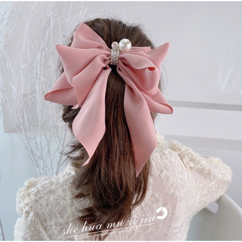 iF YOU Kẹp tóc   kiểu nơ đính ngọc trai giả phong cách Hàn Quốc cho nữ