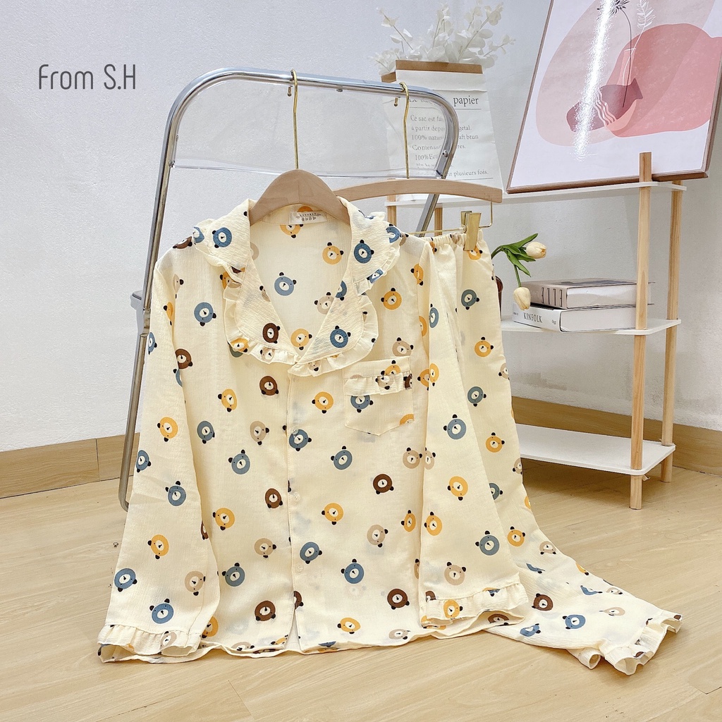 BỘ ĐỒ NGỦ MẶC NHÀ DÀI TAY ĐŨI XỐP HÌNH HOT 2022