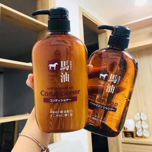 Dầu gội và xả mỡ ngựa Nhật Bản 600ml x 2