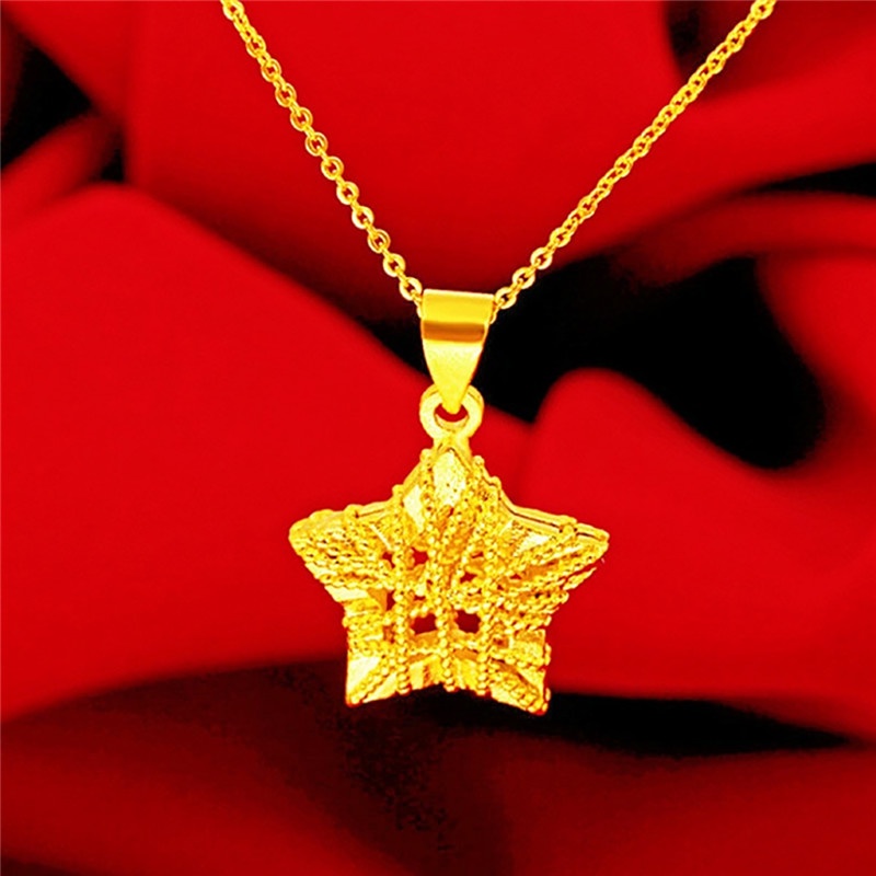 18k Saudi Gold Necklace Female Affectionate  Cat Fuguihua Women'S Collarbone Necklace With Pendant Does Not Fade Jewelry Accessories XWNYDER