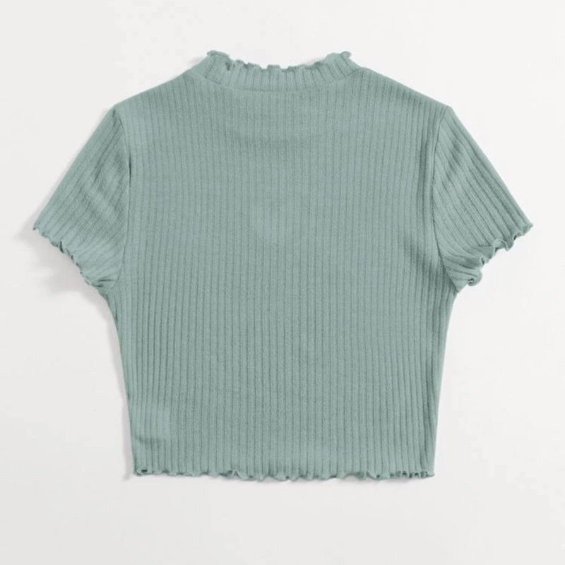 Áo croptop ngắn tay thun gân cổ nhún khoét ngực họa tiết trái tim phong cách cá tính Aimee closet